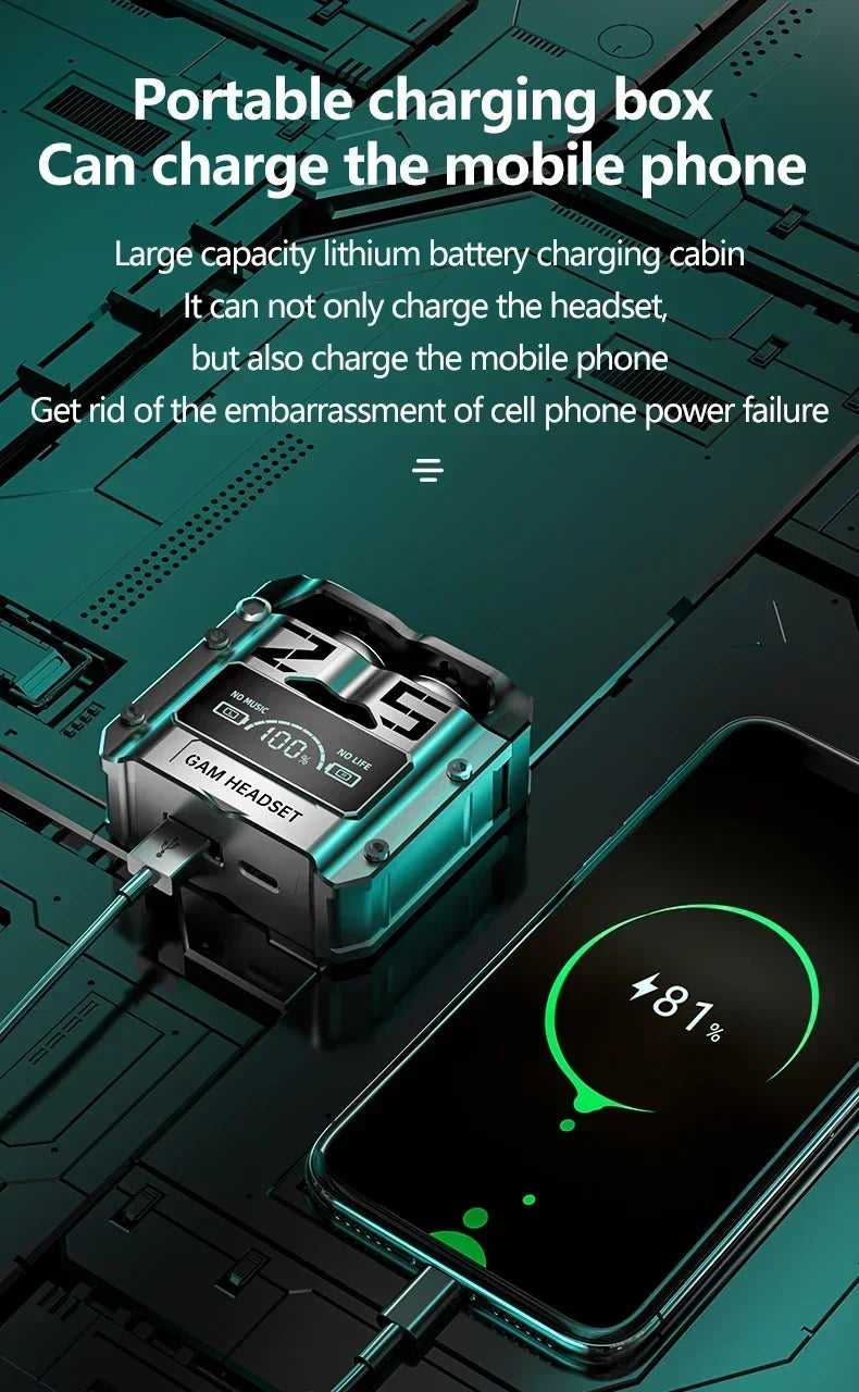 M25 Original Bluetooth 5.3 TWS Wireless Headphones LED Display Stereo Touch Control Noise Reduction Earbuds