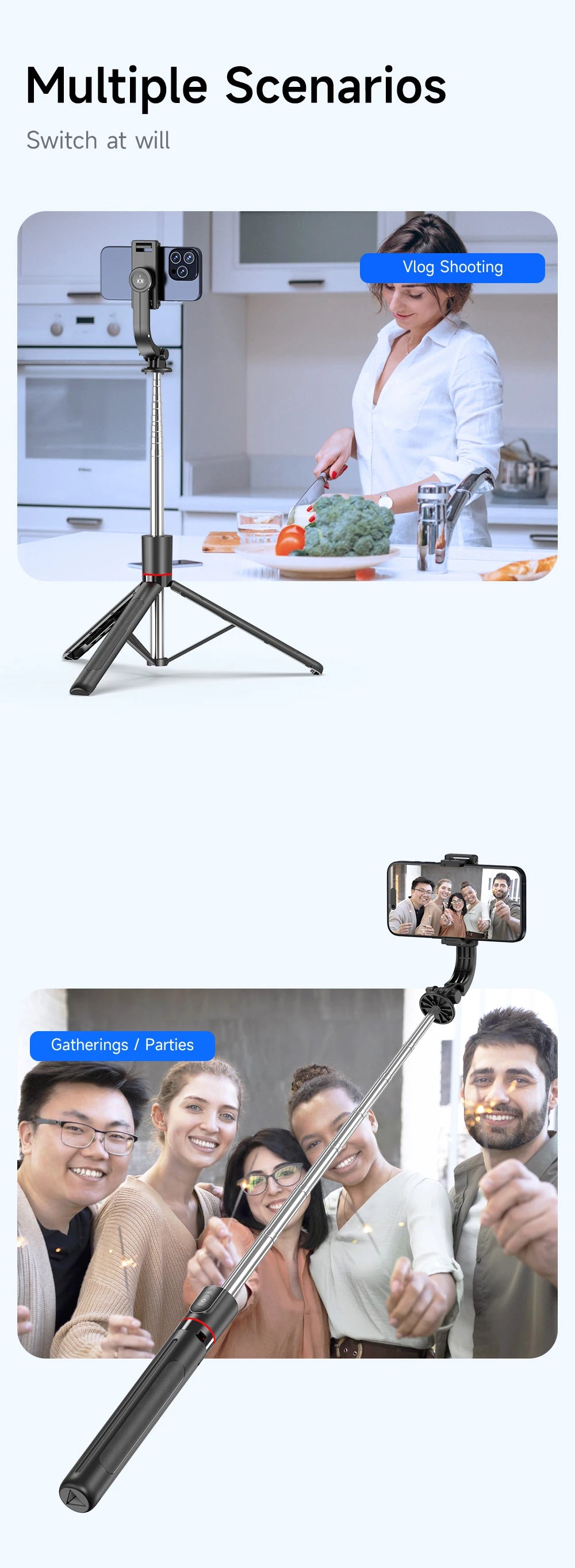 Selfie Stick 68 Inch Phone Desktop Stand Tripod for Iphone Android Smartphone Shooting Vlog