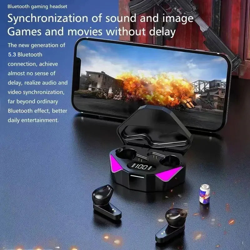 Wireless Bluetooth Headset LED Display Gamer Earbuds with Mic Wireless Headphones Noise Cancelling Bluetooth Earphones X15