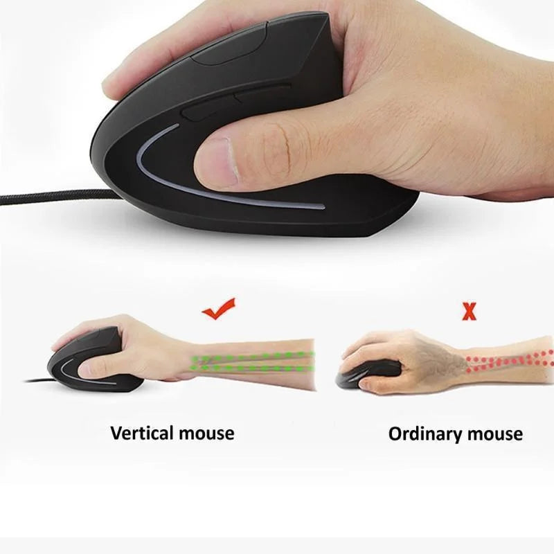 Wired Right Hand Vertical RGB Mouse Ergonomic Gaming Mouse 3200DPI USB Optical Wrist Healthy Mouse for PC Computer