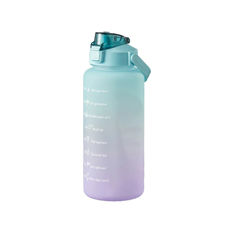 2L Water Bottle With Straw Large Capacity Sports Water Bottle Travel Fitness Sports Portable Drinking Bottles With Time Marker
