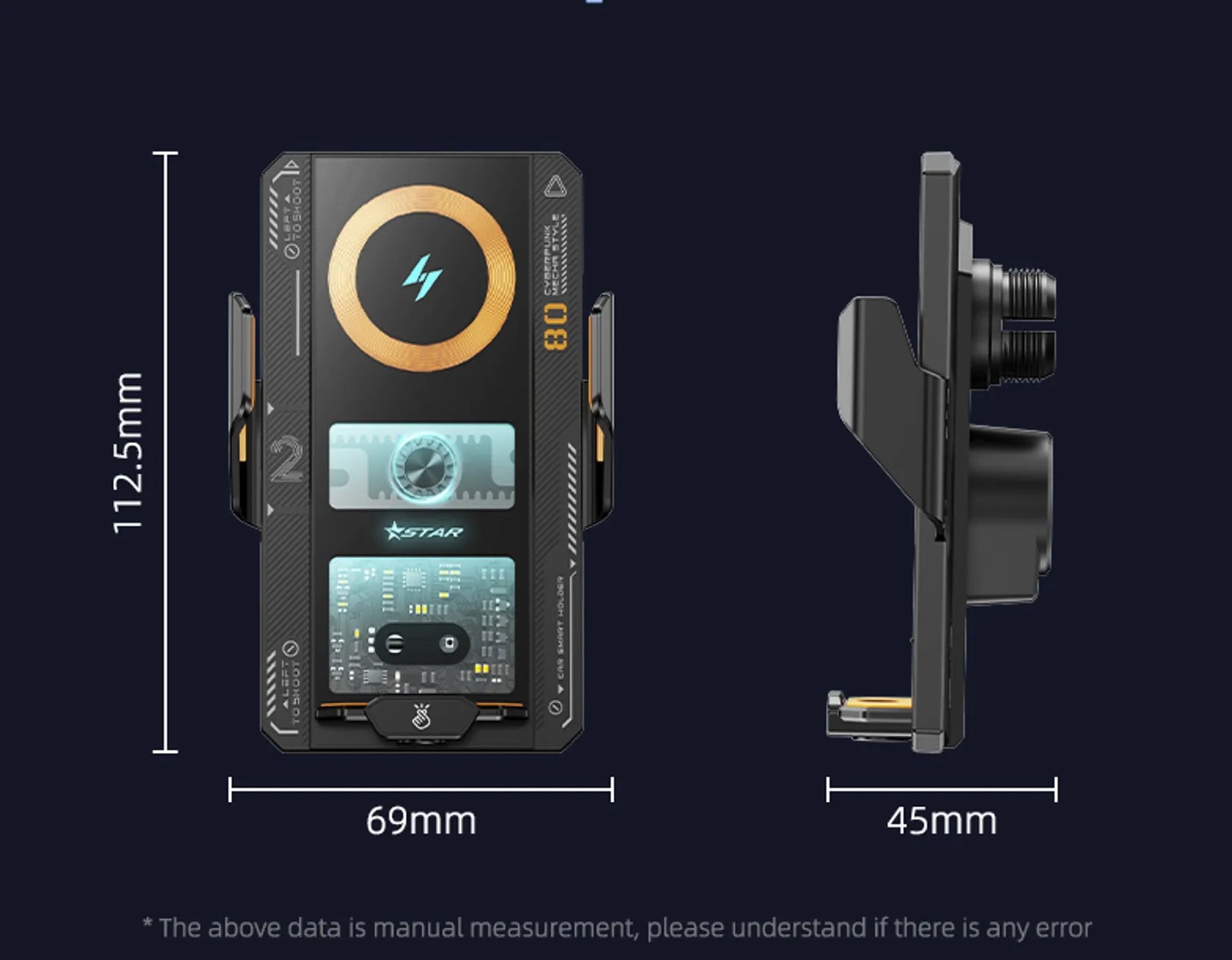 Car Smart Sensing Automatic Clamping Mounts For Samsung iPhone Phone Holder Wireless Charger Mounts 15W/66W Fast Charging