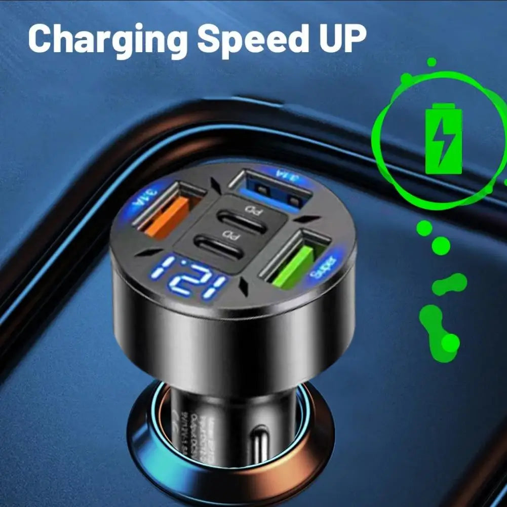 250W 5 Ports Car Charger Fast Charging PD QC3.0 USB C Car Phone Charger Type C Adapter In Car For Phone