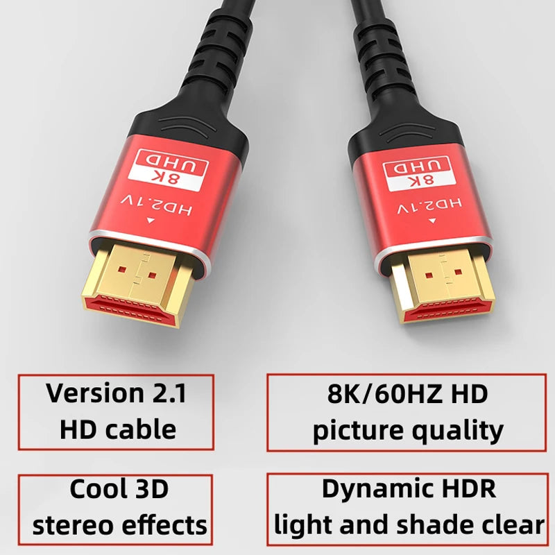 8K HDTV 21 Cable 1M 1.5M 2M 48Gbps eARC Dolby Vision Ultra High Speed Compatible for Xiaomi TV Box PS5 60Hz