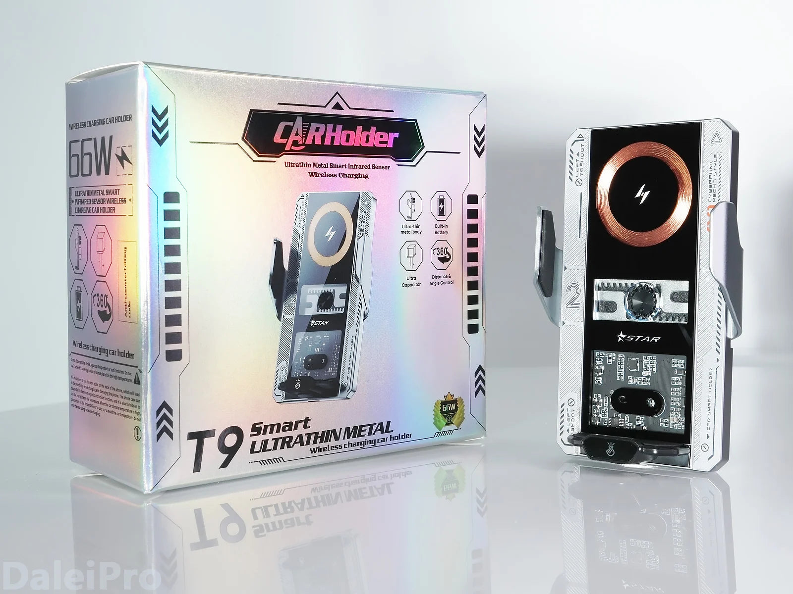 Car Smart Sensing Automatic Clamping Mounts For Samsung iPhone Phone Holder Wireless Charger Mounts 15W/66W Fast Charging