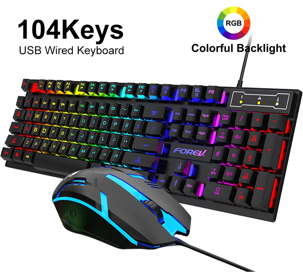 RGB Gaming Keyboard and Mouse Combo with vivid colorful backlight