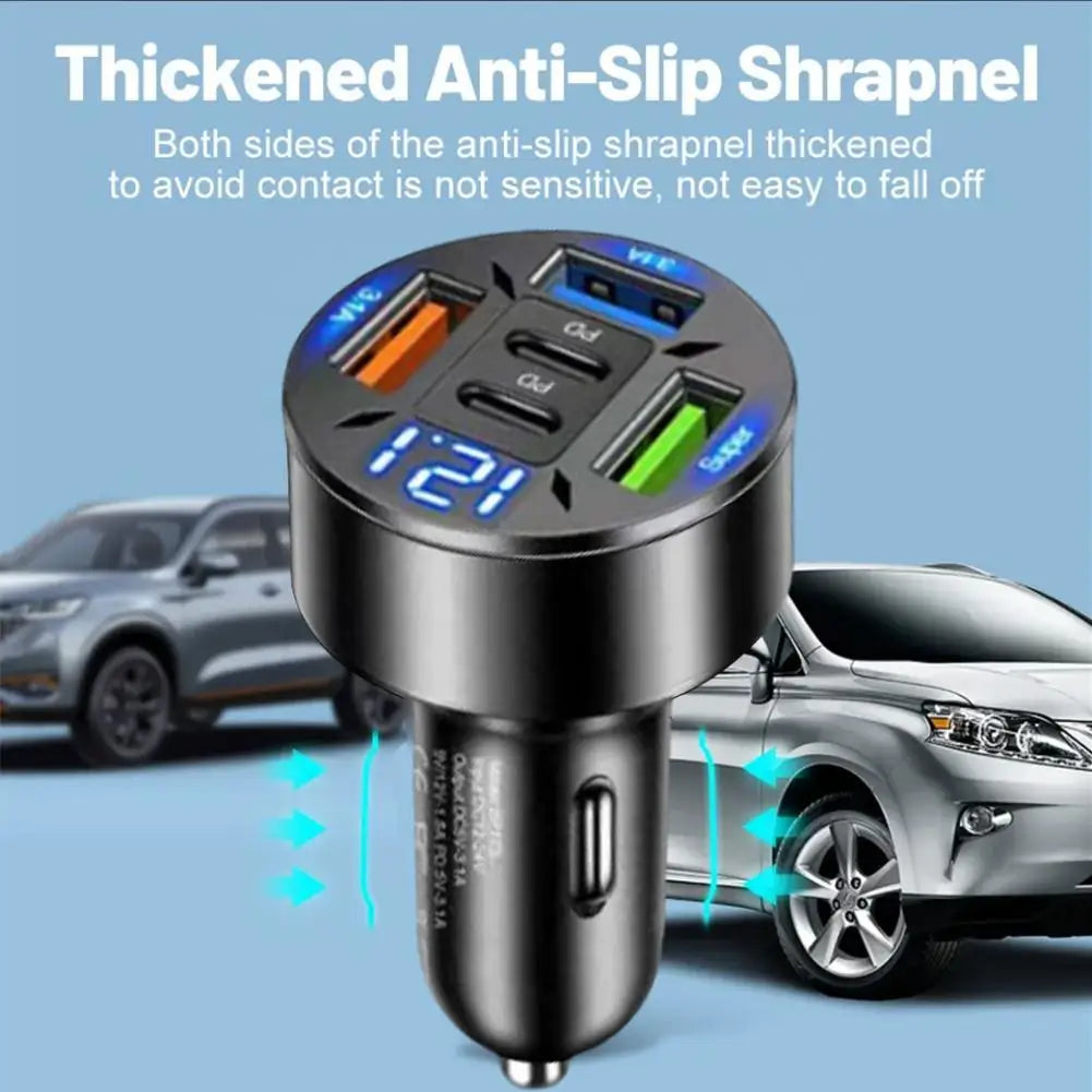 250W 5 Ports Car Charger Fast Charging PD QC3.0 USB C Car Phone Charger Type C Adapter In Car For Phone