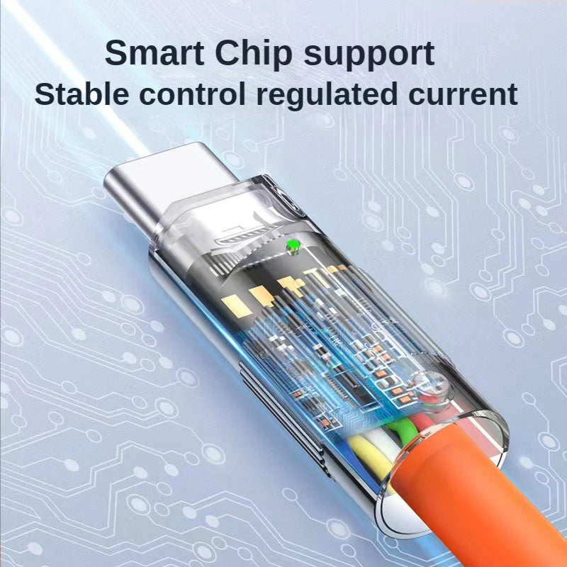 3PCS 120W Super Fast Charge Type-C Liquid Silicone Cable Quick Charge USB C Lines For Samsung Apple USB Phone Data Wire