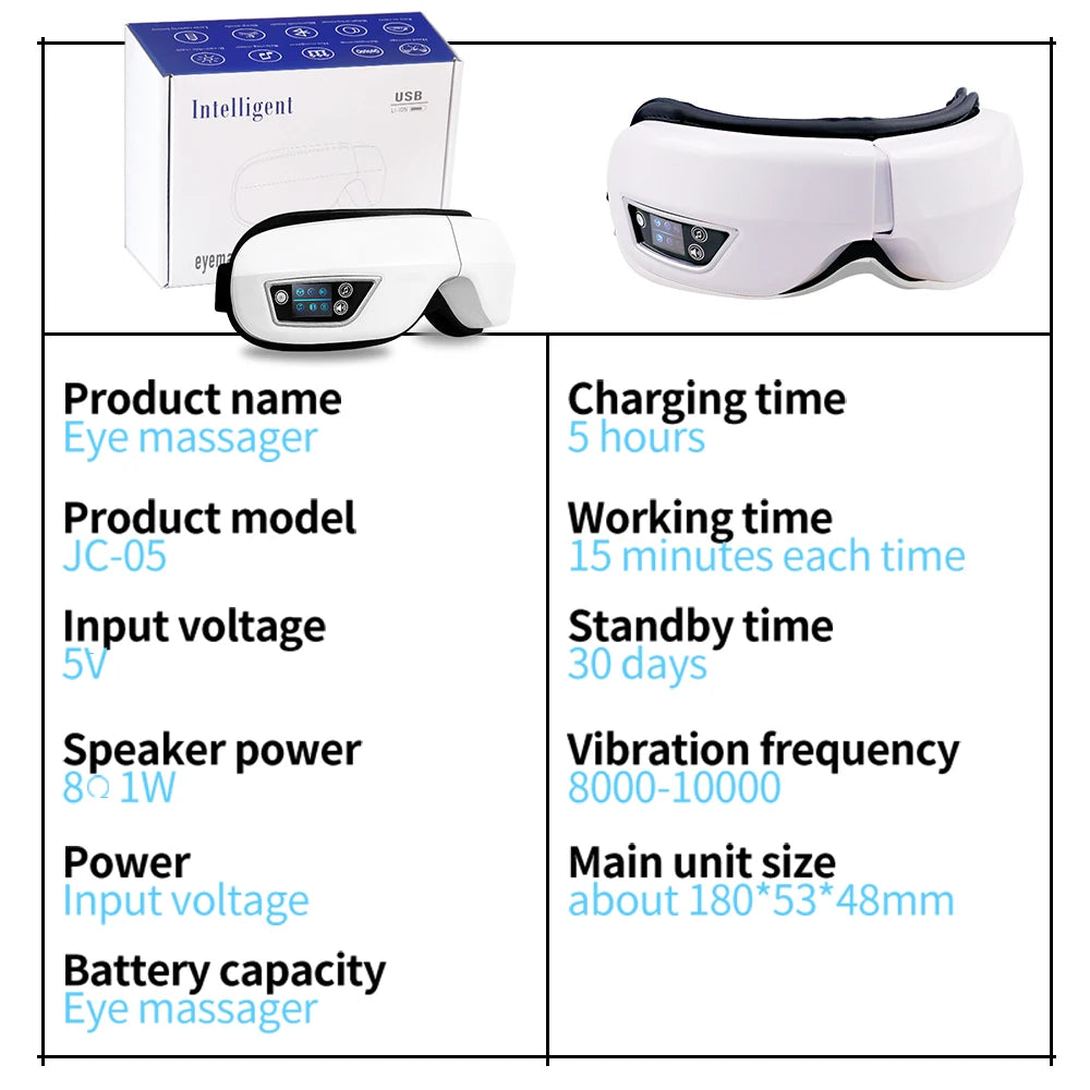 6D Smart Vibration Eye Massager Airbag Compress Eye Care Instrument Bluetooth Music Eye Massage Sleeping Mask Eye Relax Fatigue