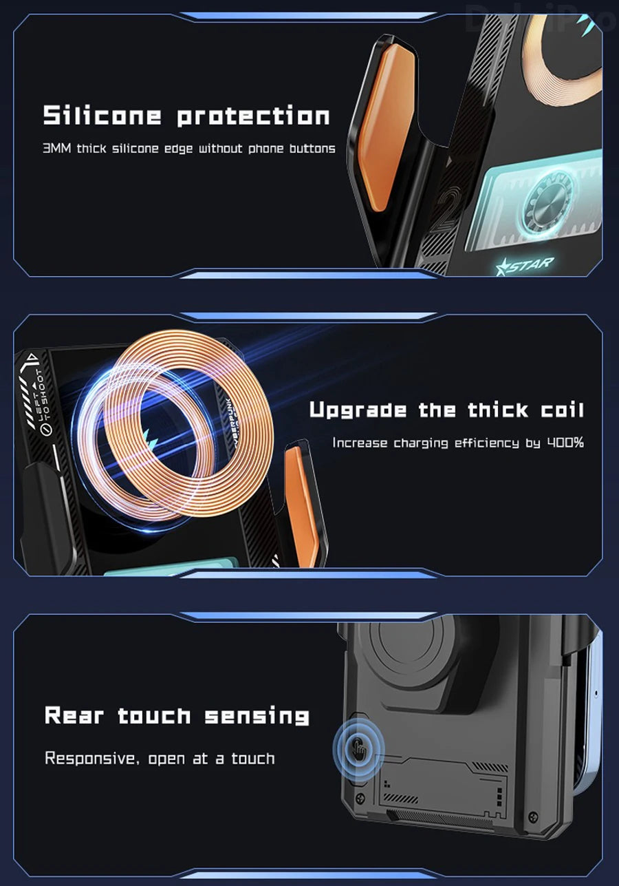 Car Smart Sensing Automatic Clamping Mounts For Samsung iPhone Phone Holder Wireless Charger Mounts 15W/66W Fast Charging