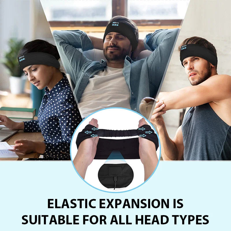 Wireless Bluetooth Headband Sleeping Headphones Sports Earphone/Headscar Music Hat with HD Stereo Speakers Eye Mask  for Side Sl