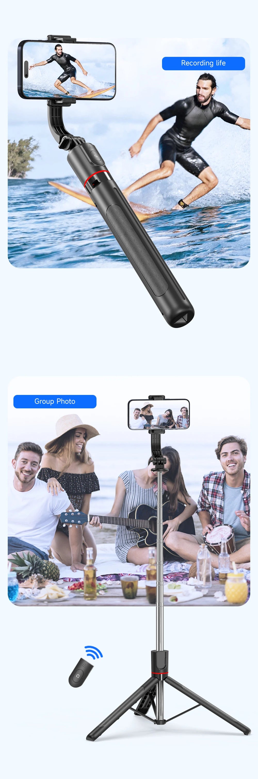 Selfie Stick 68 Inch Phone Desktop Stand Tripod for Iphone Android Smartphone Shooting Vlog