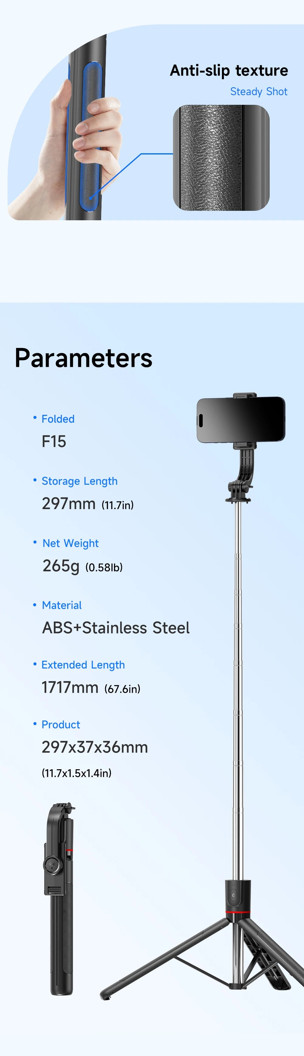 Selfie Stick 68 Inch Phone Desktop Stand Tripod for Iphone Android Smartphone Shooting Vlog