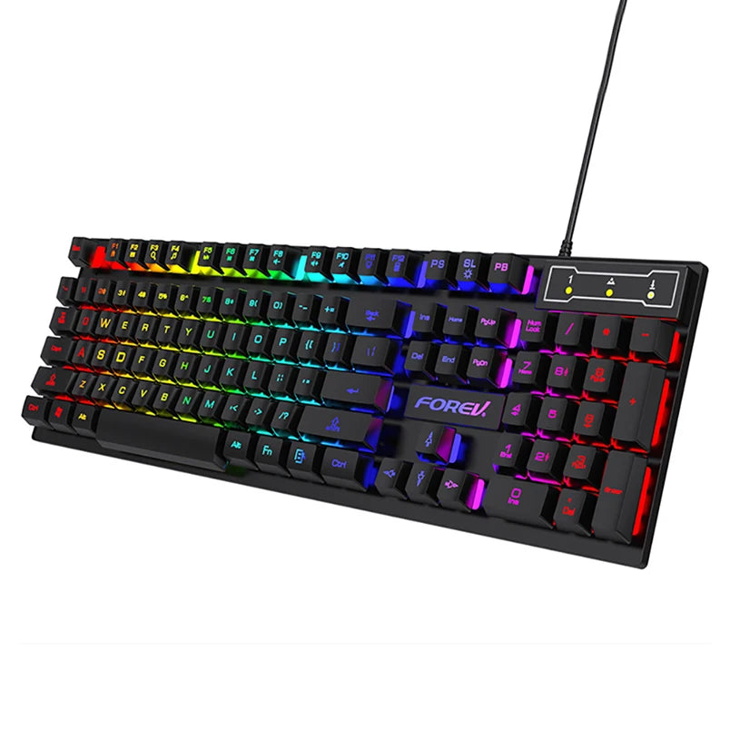 Mechanical keyboard with RGB lighting on a white background