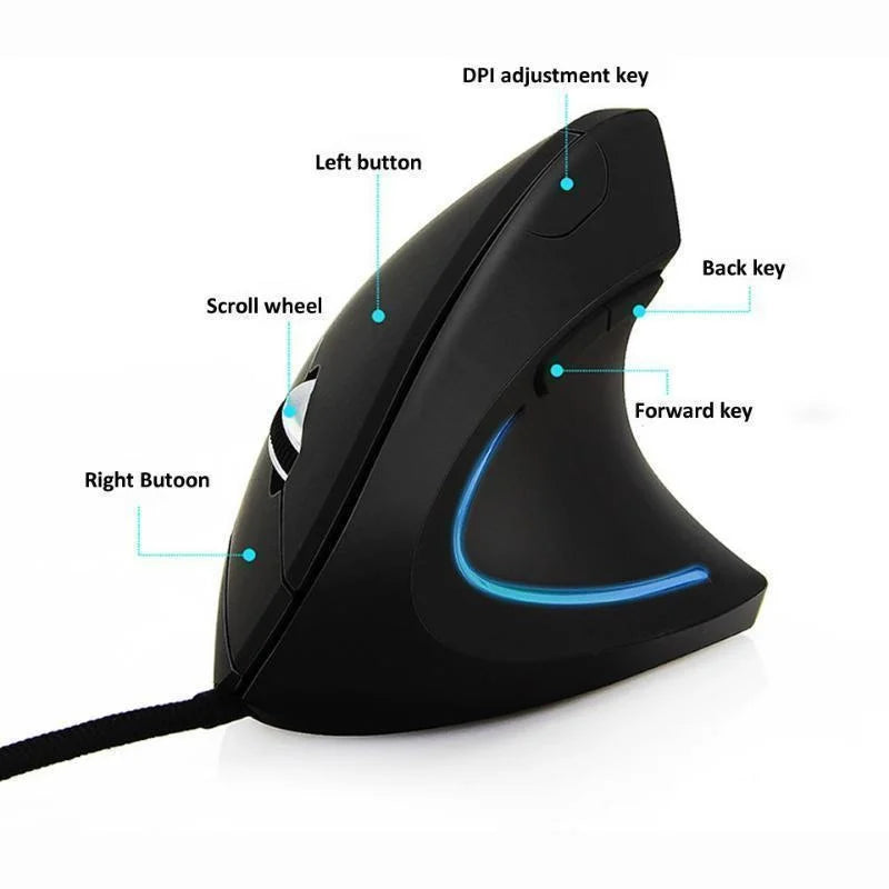 Wired Right Hand Vertical RGB Mouse Ergonomic Gaming Mouse 3200DPI USB Optical Wrist Healthy Mouse for PC Computer