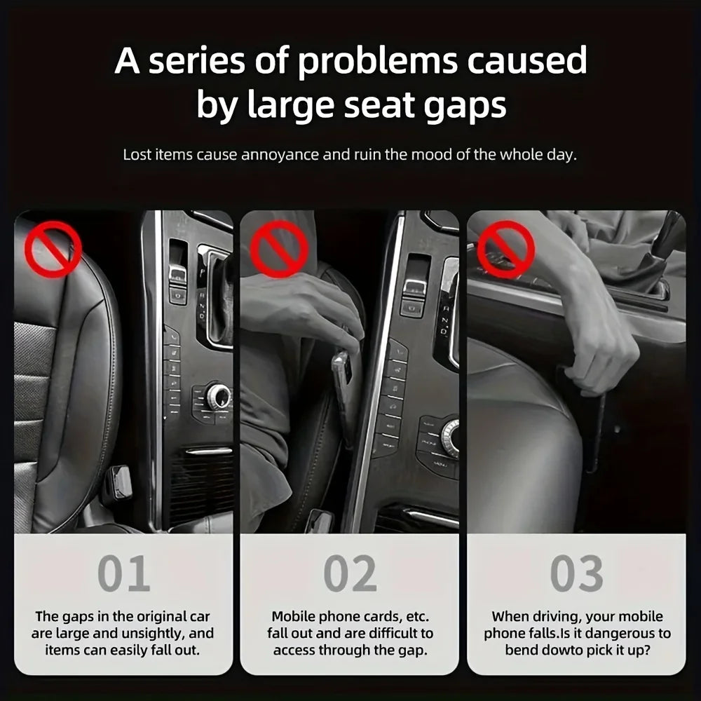 2pc Car Seat Gap Filler Organizer Waterproof Car Seat Gap Plug Strip with 2 Grooves Seat Gap Storage Auto Interior Accessories