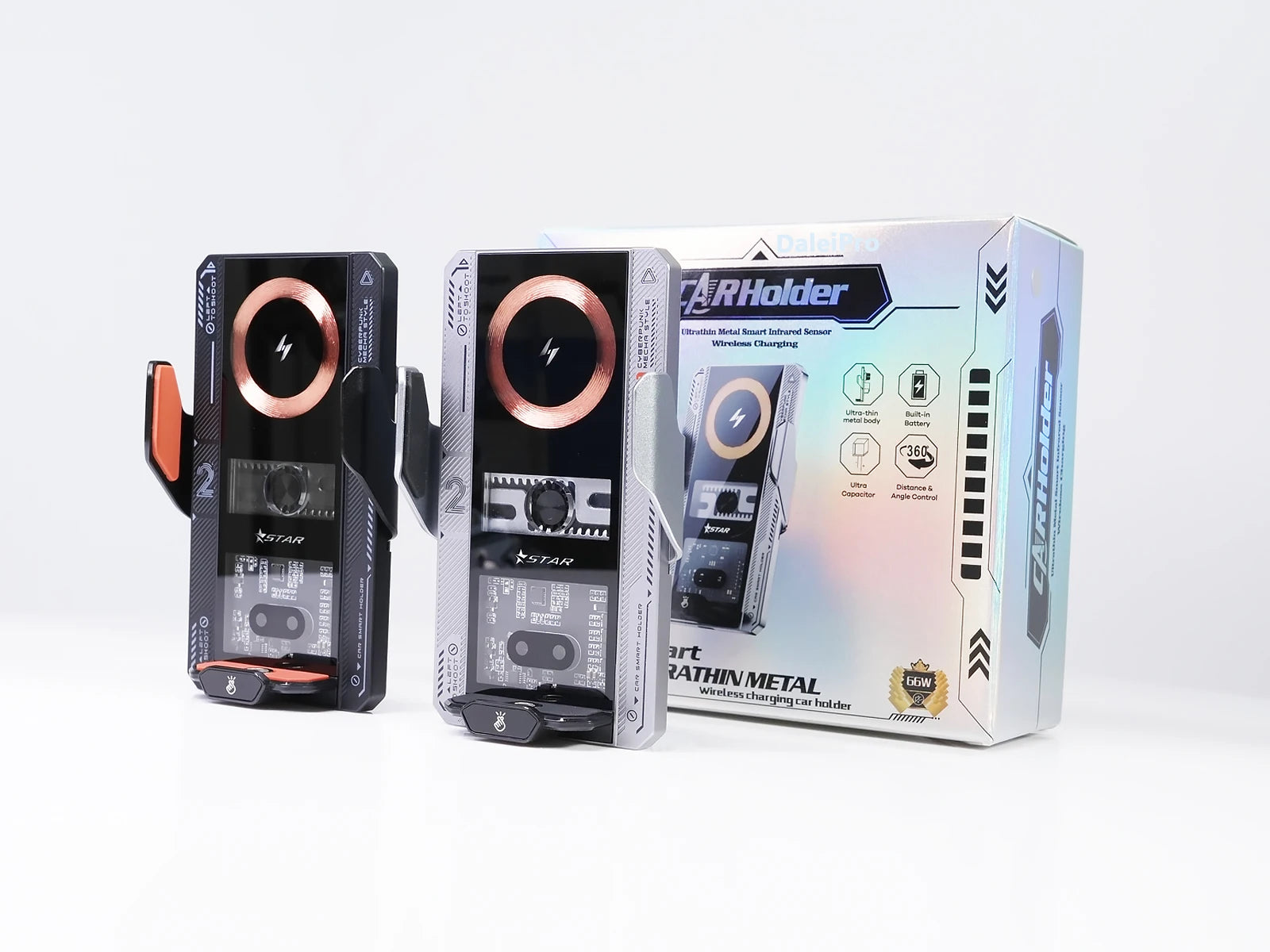 Car Smart Sensing Automatic Clamping Mounts For Samsung iPhone Phone Holder Wireless Charger Mounts 15W/66W Fast Charging