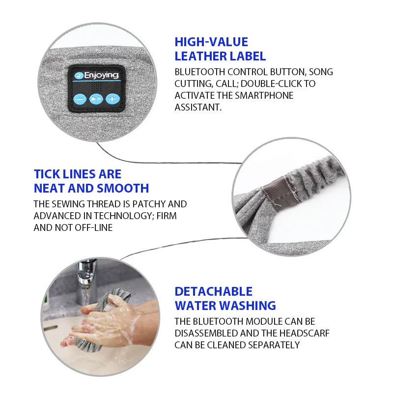 Wireless Bluetooth Headband Sleeping Headphones Sports Earphone/Headscar Music Hat with HD Stereo Speakers Eye Mask  for Side Sl