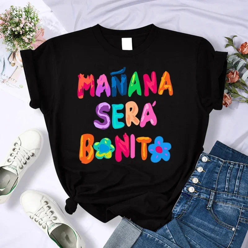 Y2k 90s Manana Sera Bonito Bichota Karol G T Shirt Women Short Sleeve Woman Graphic T Shirts O Neck Tee Trendy Clothing