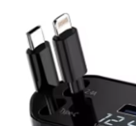 4-in-1 120W Car Charger Retractable Car Adapter USB Type C Fast Charger Cable For IPhone/Samsung