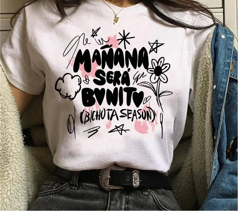Y2k 90s Manana Sera Bonito Bichota Karol G T Shirt Women Short Sleeve Woman Graphic T Shirts O Neck Tee Trendy Clothing