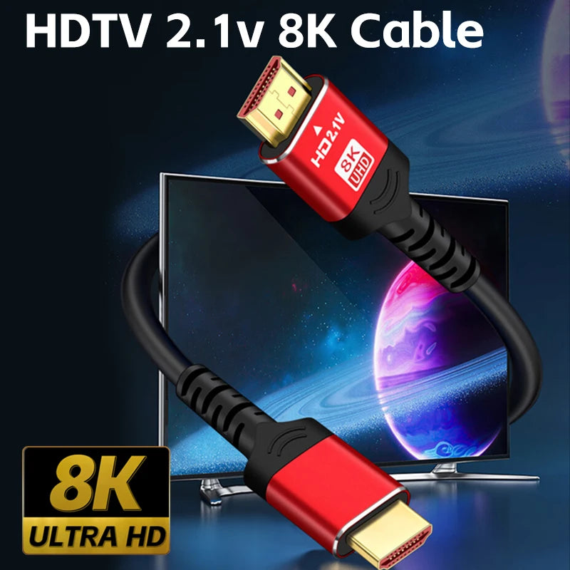 8K HDTV 21 Cable 1M 1.5M 2M 48Gbps eARC Dolby Vision Ultra High Speed Compatible for Xiaomi TV Box PS5 60Hz