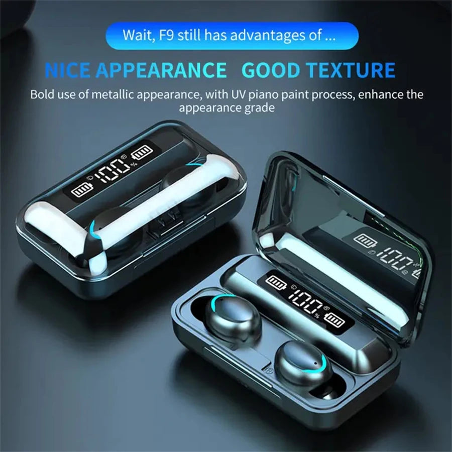 Wireless Bluetooth Headphones Game Earbuds Earphones Digital Display Heaset Large Capacity Charging Case