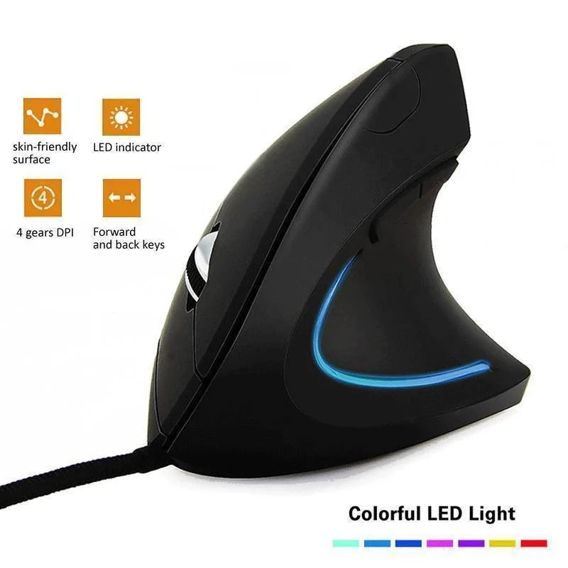 Wired Right Hand Vertical RGB Mouse Ergonomic Gaming Mouse 3200DPI USB Optical Wrist Healthy Mouse for PC Computer