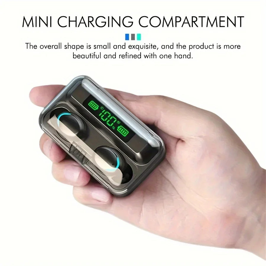 Wireless Bluetooth Headphones Game Earbuds Earphones Digital Display Heaset Large Capacity Charging Case