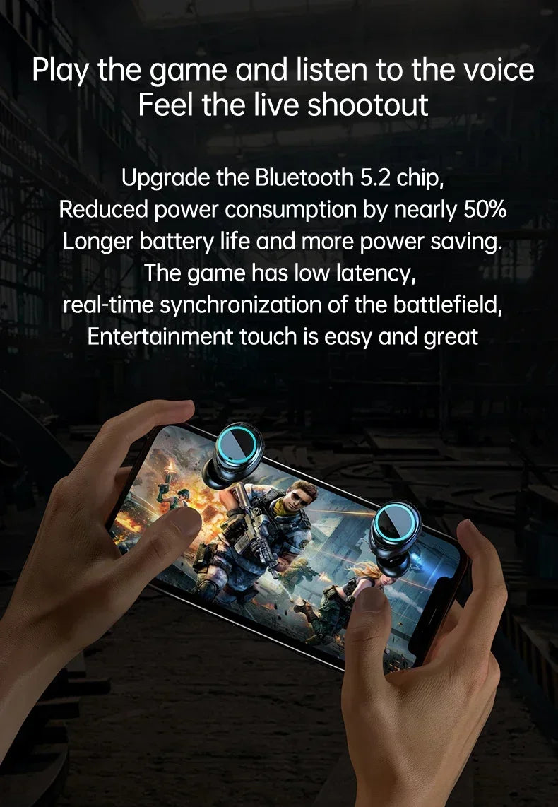 M25 Original Bluetooth 5.3 TWS Wireless Headphones LED Display Stereo Touch Control Noise Reduction Earbuds