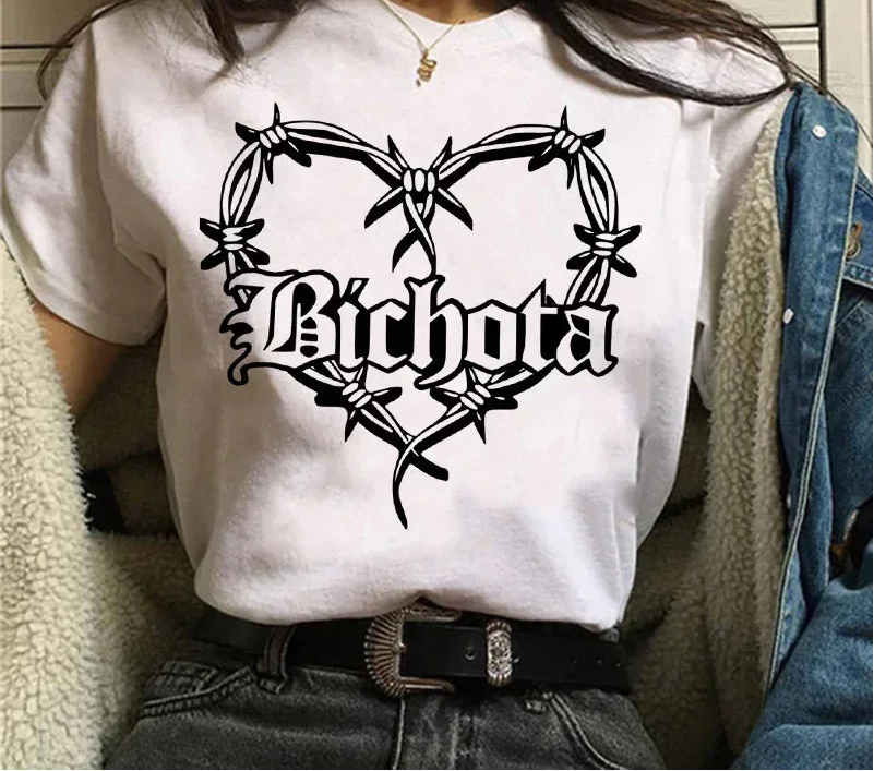 Y2k 90s Manana Sera Bonito Bichota Karol G T Shirt Women Short Sleeve Woman Graphic T Shirts O Neck Tee Trendy Clothing